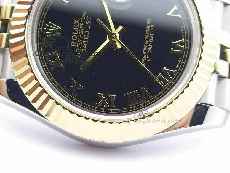 Roman YG Maker Black On Bracelet Edition A2813 BP Best 41mm DateJust SS Jubilee Dial II 0521